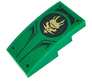LEGO Green Slope 2 x 4 Curved with Golden Dragon Head Sticker (93606)