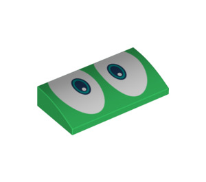 LEGO Grün Steigung 2 x 4 Gebogen mit Mario Groß Augen mit Unterrohren (6106 / 94293)