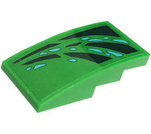 LEGO Green Slope 2 x 4 Curved with Shapes (Left) Sticker (93606)