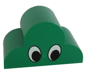 LEGO Green Slope 2 x 4 x 2 Curved with Rounded Top with Eyes (6216)