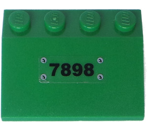 LEGO Green Slope 3 x 4 (25°) with Black 7898 and 4 Rivets Pattern Sticker (3297)
