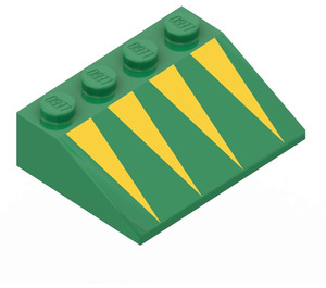 LEGO Green Slope 3 x 4 (25°) with Yellow Triangles (3297 / 82351)