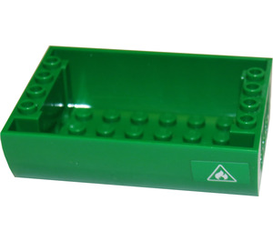 LEGO Green Slope 6 x 8 x 2 Curved Inverted Double with Fire Warning Sticker (45410)
