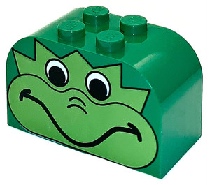 LEGO Green Slope Brick 2 x 4 x 2 Curved with dragon decoration (4744)