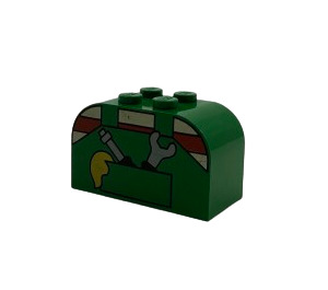 LEGO Verde Con pendiente Ladrillo 2 x 4 x 2 Curvo con Tools (4744)