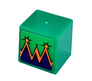 LEGO Green Square Minifigure Head with Purple and Orange Decoration Sticker (19729)