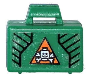 LEGO Grün Koffer (Klein) mit Orange Dreieck poison Warning symbol Aufkleber (4449)