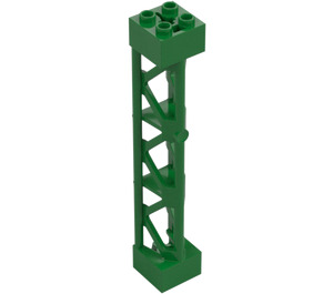 LEGO Groen Support 2 x 2 x 10 Draagbalk Driehoekig Verticaal (Type 4 - 3 staanders, 3 secties) (4687 / 95347)