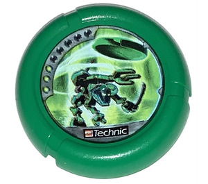 LEGO Green Technic Bionicle Weapon Throwing Disc with Amazon / Jungle, 3 pips, Amazon throwing disk (32171)