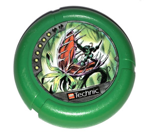 LEGO Green Technic Bionicle Weapon Throwing Disc with Amazon / Jungle, 6 pips, fighting giant toothed plant (32171)