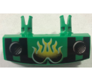 LEGO Green Technic Grille 1 x 4 with 2 Pins with Flames (30622)