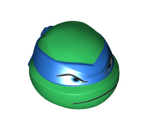 LEGO Grön Teenage Mutant Ninja Turtles Huvud med Leonardo Blå Mask och Rynkad panna (13007)