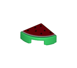 LEGO Green Tile 1 x 1 Quarter Circle with Red Watermelon Slice (25269 / 26485)