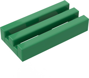 LEGO Green Tile 1 x 2 Grille (without Bottom Groove)