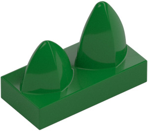 LEGO Green Tile 1 x 2 with 2 Vertical Teeth (15209)