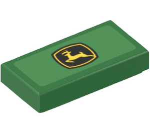 LEGO Vert Tuile 1 x 2 avec John Deere logo Autocollant avec rainure (3069)