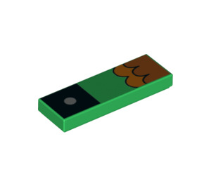 LEGO Groen Tegel 1 x 3 met Zwart Vierkant (39090 / 63864)