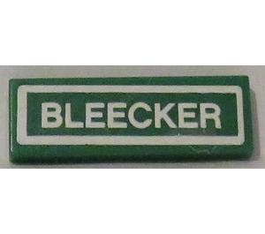 LEGO Green Tile 1 x 3 with 'BLEECKER' Sticker (63864)