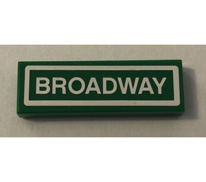 LEGO Green Tile 1 x 3 with Broadway Street Sign Sticker (63864)