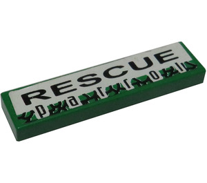 LEGO Green Tile 1 x 4 with Black RESCUE Patrol pattern Sticker (2431)