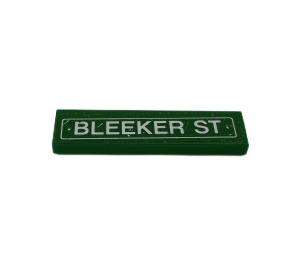 LEGO Green Tile 1 x 4 with 'BLEECKER ST' Sticker (2431)