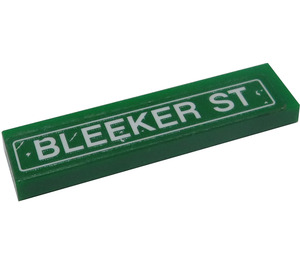 LEGO Green Tile 1 x 4 with 'Bleeker St' Sticker (2431)