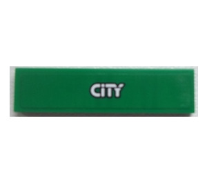 LEGO Vert Tuile 1 x 4 avec 'CITY' Autocollant (2431)
