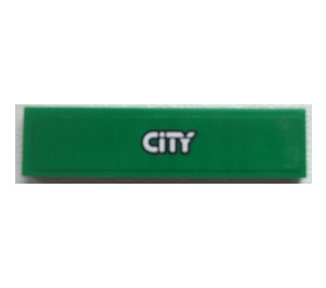 LEGO Groen Tegel 1 x 4 met 'CITY' Sticker (2431)