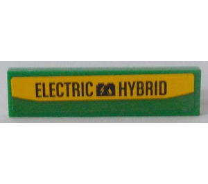LEGO Green Tile 1 x 4 with 'ELECTRIC HYBRID' Sticker (2431)