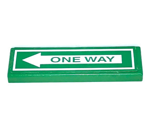 LEGO Green Tile 1 x 4 with One Way Sign Sticker (2431)