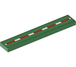LEGO Green Tile 1 x 6 with Red and White Striped Line Sticker (6636)