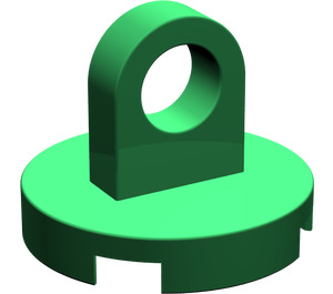 LEGO Green Tile 2 x 2 Round (Thin Lifting Ring, "X" Bottom) (2376)