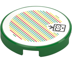 LEGO Green Tile 2 x 2 Round with Lakitu Barcode with Bottom Stud Holder (14769)