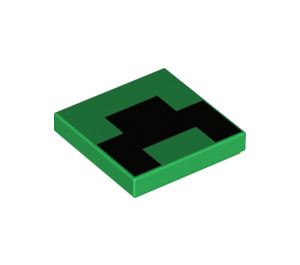 LEGO Green Tile 2 x 2 with 8 Black Pixels with Groove (3068 / 39850)