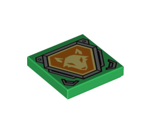 LEGO Vert Tuile 2 x 2 avec Fox Diriger, Orange Hexagonal Bouclier avec rainure (3068 / 29063)