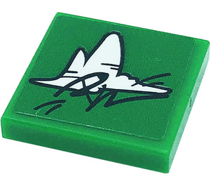 LEGO Green Tile 2 x 2 with Triangular Graffiti Sticker with Groove (3068)