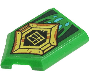 LEGO Green Tile 2 x 3 Pentagonal with 71766 Armor Sticker (22385)