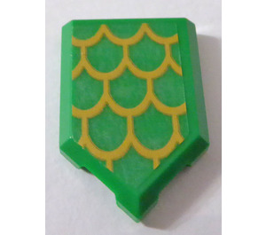 LEGO Grün Fliese 2 x 3 Pentagonal mit Gold Scales Aufkleber (22385)