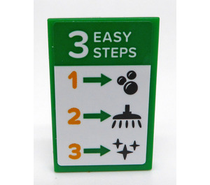 LEGO Green Tile 2 x 3 with '3 EASY STEPS' Sticker (26603)