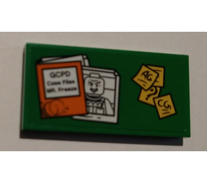 LEGO Vert Tuile 2 x 4 avec "GCPD" et picture Autocollant (87079)