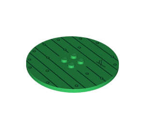 LEGO Green Tile 8 x 8 Round with 2 x 2 Center Studs with Wooden Door (6177 / 13150)