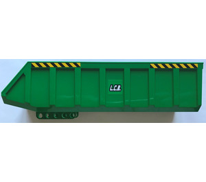 LEGO Green Tipper Bucket 24 x 8 x 8 with 'L.C.B.' and Yellow and Black Danger Stripes (both sides) Sticker (57781)