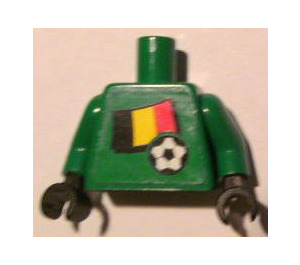 LEGO Grön Kropp med Belgian Flagga och Fotboll Boll med Variable Number på rygg (973)