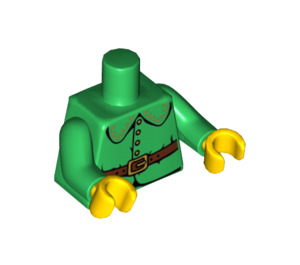 LEGO Grün Torso mit Kragen, Gürtel und 4 Gold Knöpfe (973 / 88585)