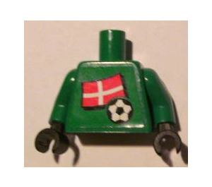 LEGO Green Torso with Danish Flag and Soccer Ball with Variable Number on Back (973)