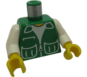 LEGO Groen Torso met Groen Vest met Pockets Over Wit Shirt (973 / 73403)