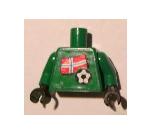 LEGO Grün Torso mit Norwegian Flagge und FußBall Ball mit Variable Number auf der Rückseite (973)