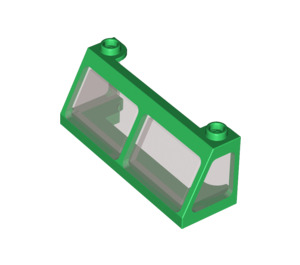레고 녹색 기차 앞유리 2 x 6 x 2 ~와 함께 투명한 검은색 유리 (6567)