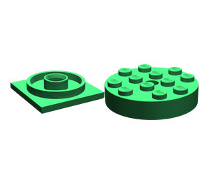 LEGO Green Turntable 4 x 4 Base with Same Color Top (3403 / 73603)