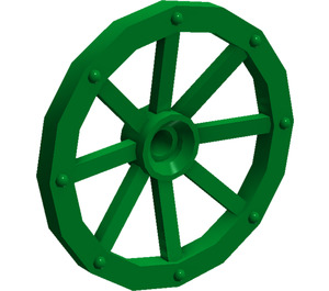 LEGO Green Wagon Wheel Ø33.8 with 8 Spokes with Notched Hole (4489)